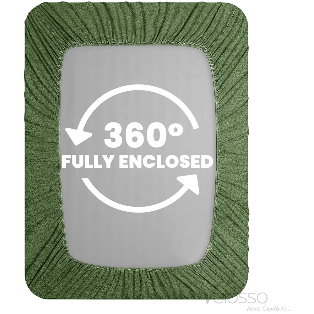 Velosso Double Olive Teddy Fleece Fitted Sheet Image 3