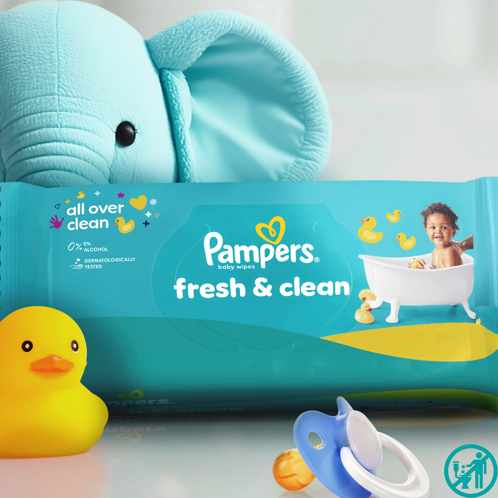 Pack of 52 Pampers Fresh Clean Baby Wipes Image 2