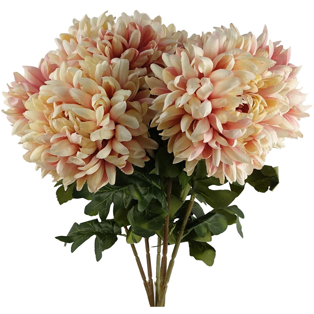 Leaf Pink Extra Large Reflex Chrysanthemum Single Stem Artificial Flower 2.5ft 6 Pack Image 5