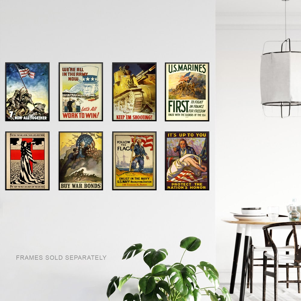 Artery8 USA Vintage Military Recruitment War Bonds Wall Art Print 30 x 41cm 8 Pack Image 3