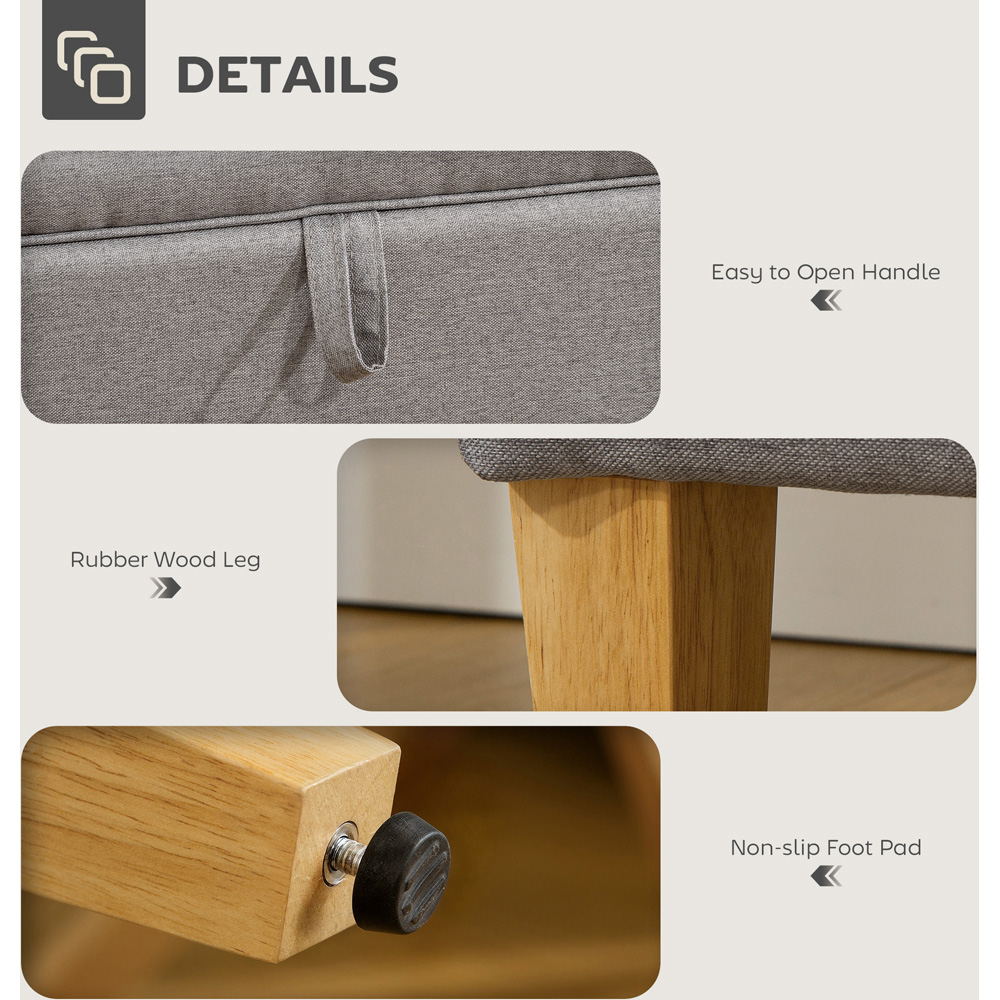 HOMCOM Light Grey Linen Fabric Ottoman Storage Box Image 6