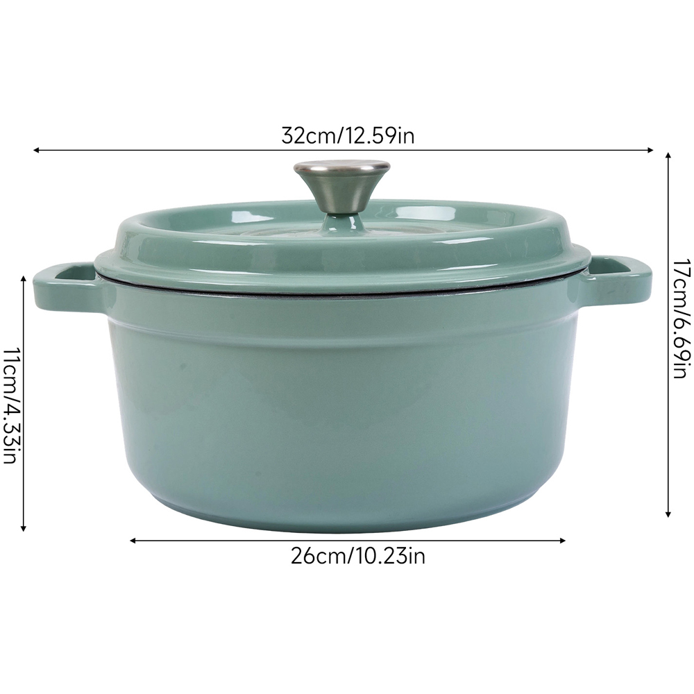 Living and Home Emerald Green Enamelled Cast Iron Dutch Oven Pot 5L Image 8