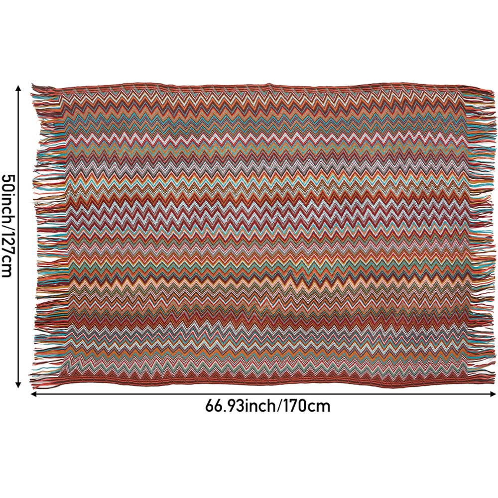 Living and Home Bohemian Red Wave Sofa Throw Blanket with Tassels 170 x 127cm Image 8