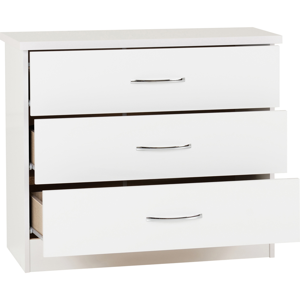 Seconique Nevada 3 Drawer White Gloss Chest of Drawers Image 4