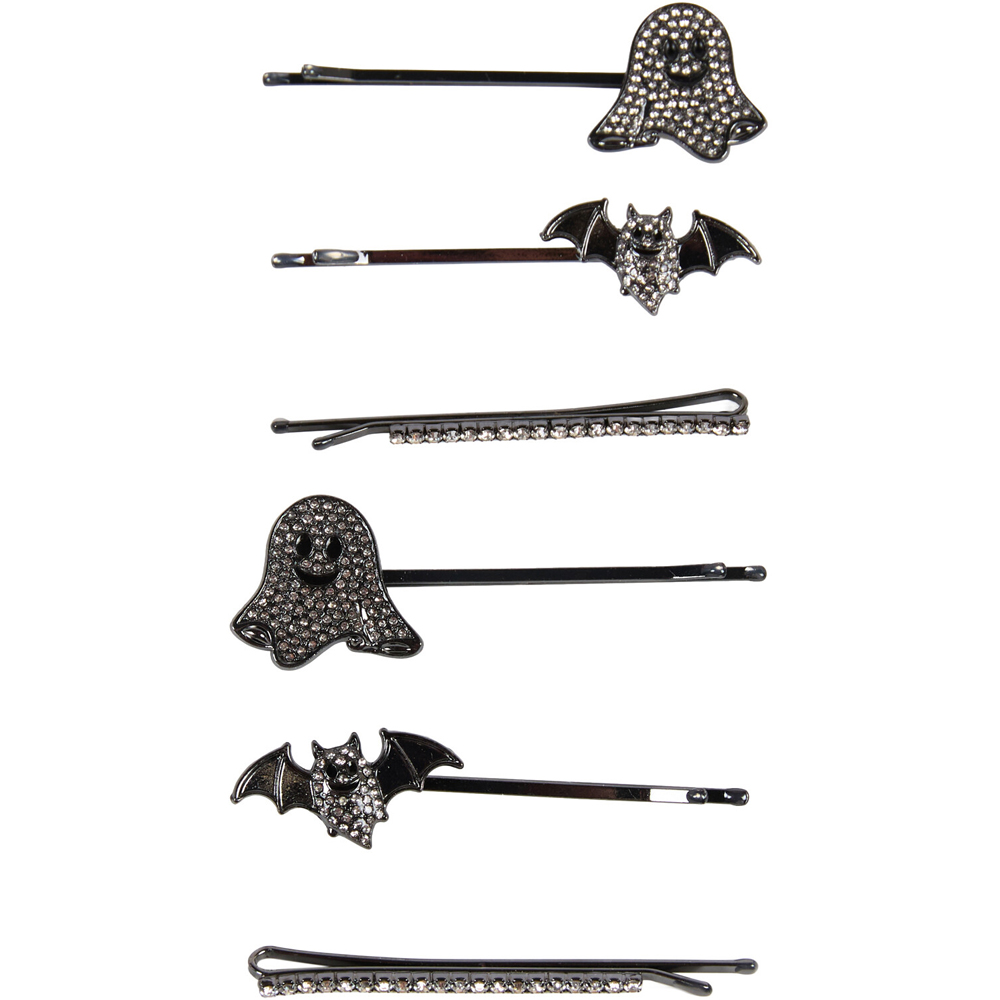 Pack of 6 Halloween Hair Slides Black Image 2