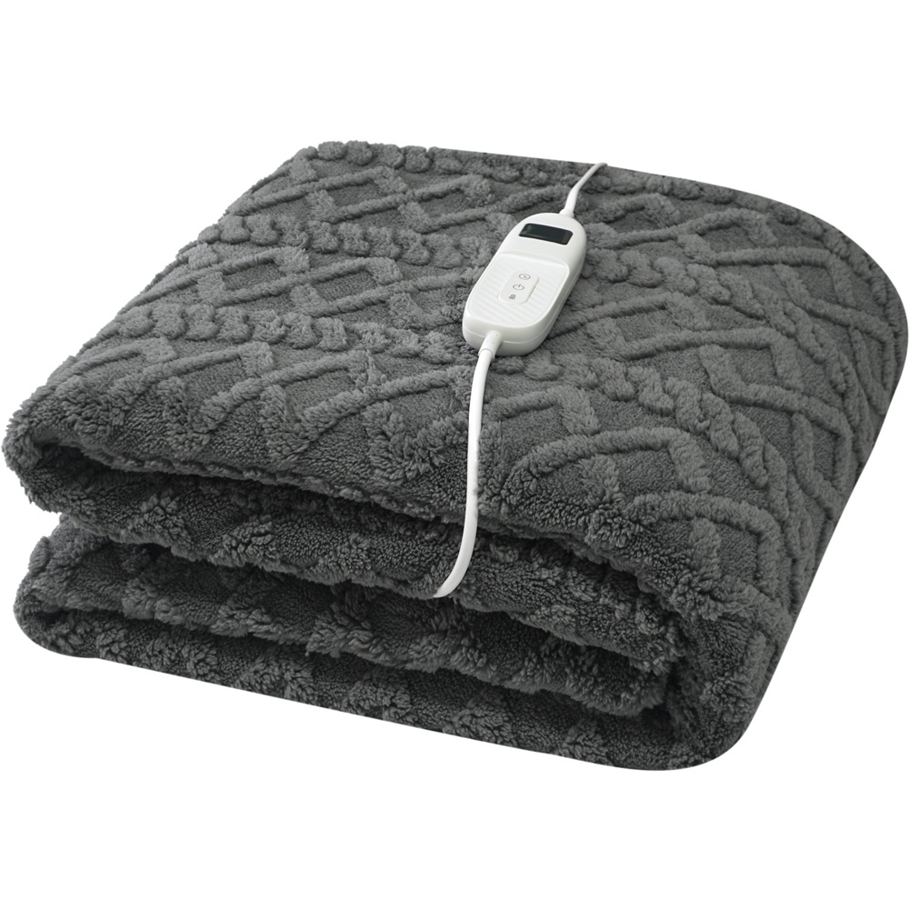 Cable Knit Electric Heated Throw Grey Image 1