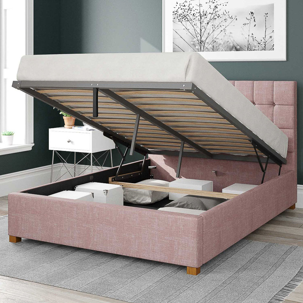 Aspire Sinatra King Size Tea Rose Pure Pastel Cotton Ottoman Bed Image 2