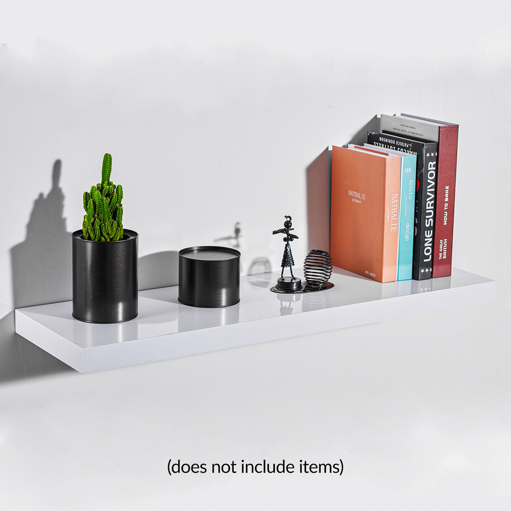 Innoteck 80cm High Gloss White Floating Shelf Image 3