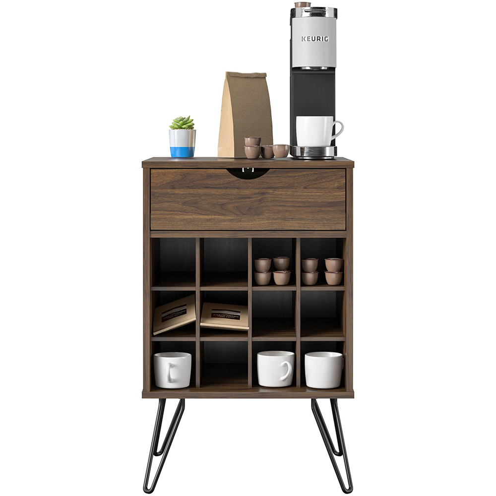 Novogratz Harmony Single Drawer 12 Shelf Brown Beverage Storage Stand Image 5