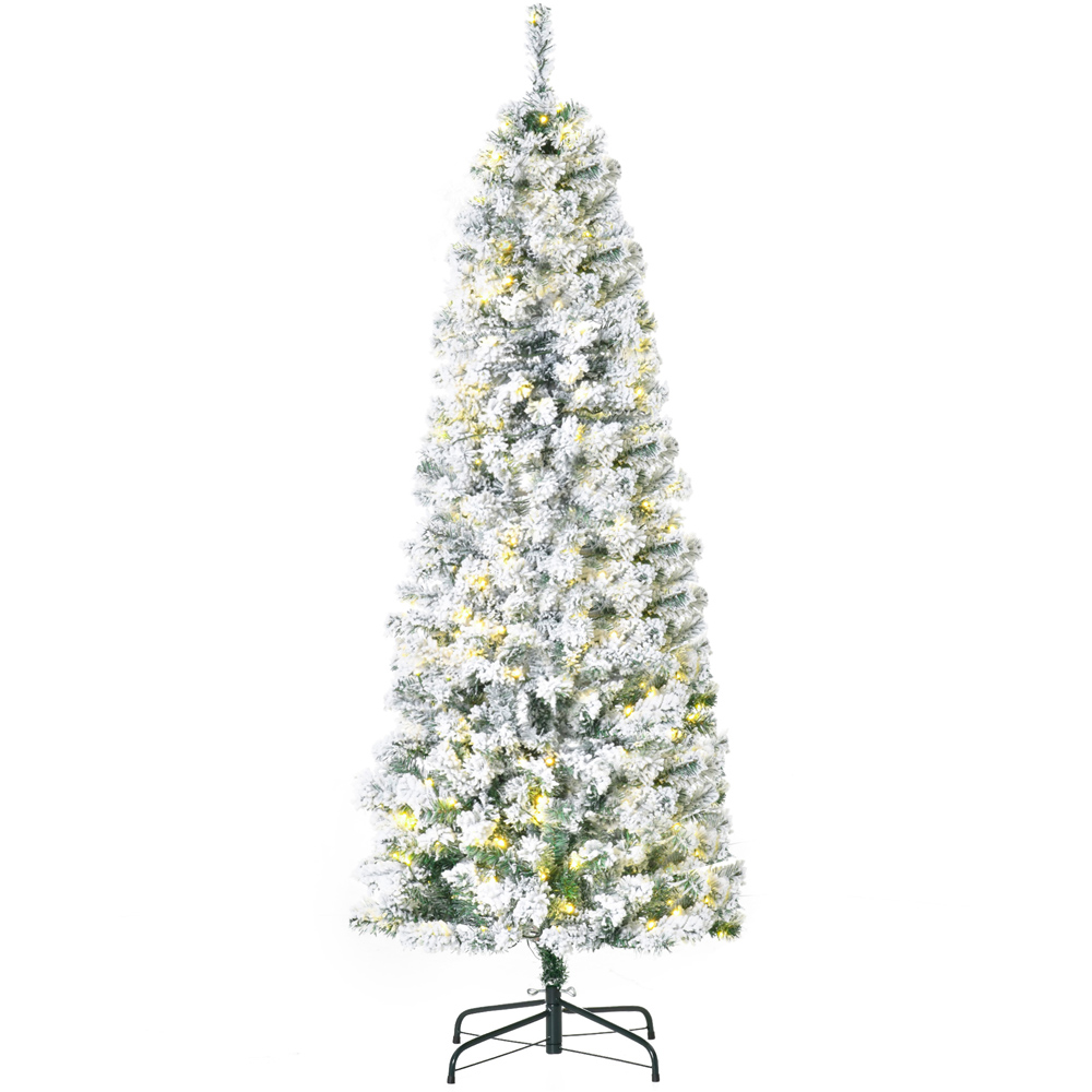 Everglow Warm LED Pre-Lit Snow Flocked Artificial Christmas Tree 6ft Image 1