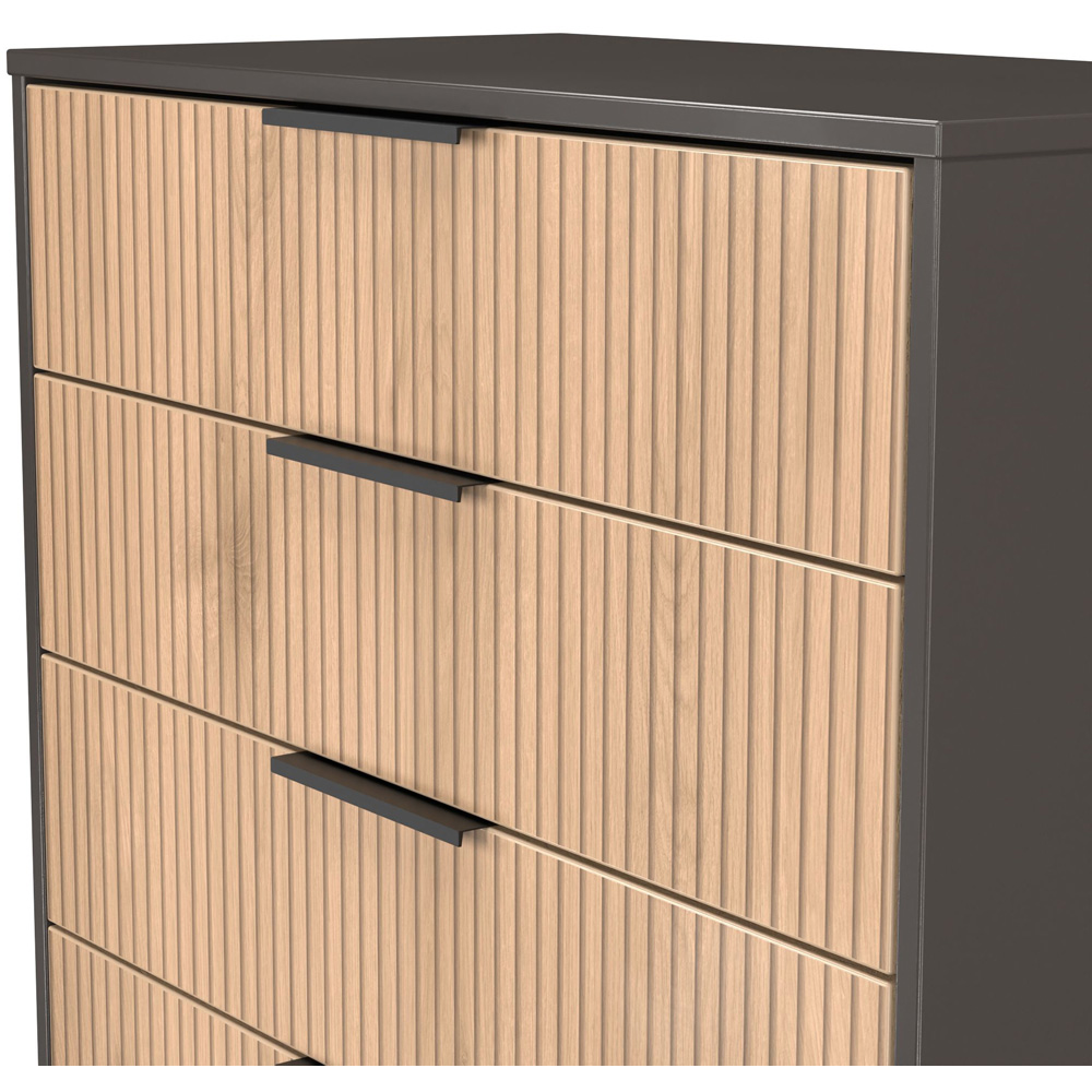 Crowndale Hong Kong 5 Drawer Slatt Effect and Graphite Chest of Drawers Ready Assembled Image 5