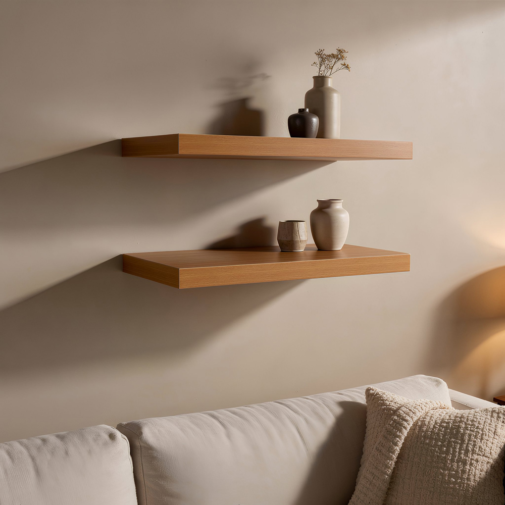 Harbour Housewares 80cm 6 Pack Brown Floating Shelf Image 5