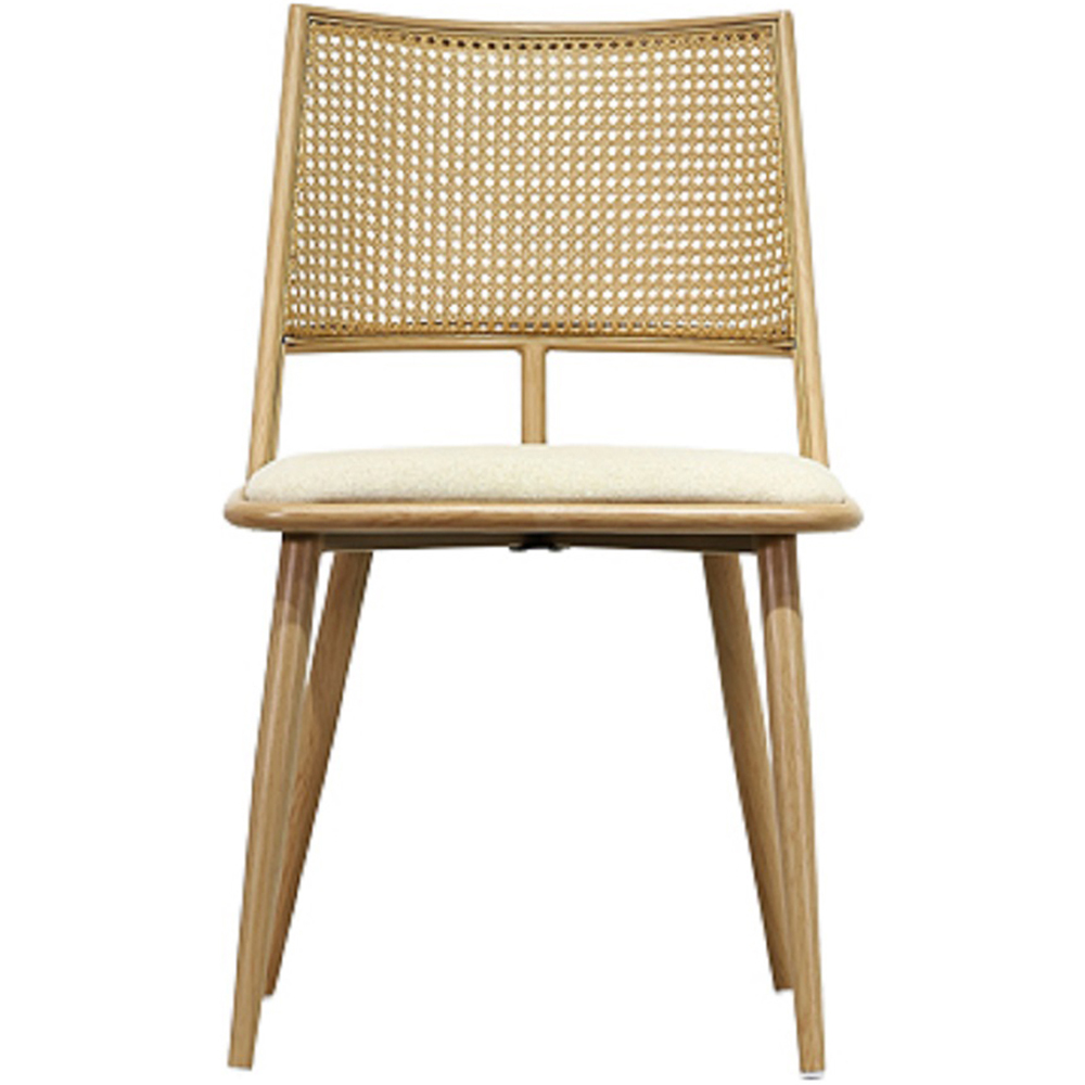 Furniture One Set of 2 Oak Rattan Mid-Century Dining Chair Image 3