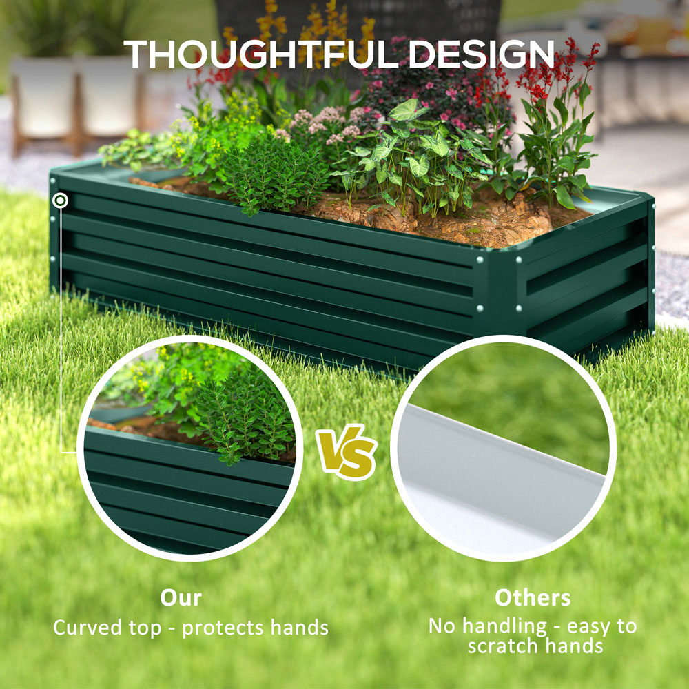 Outsunny Green Galvanised Steel Raised Garden Bed Planter 30.5 x 60 x 120cm Image 7