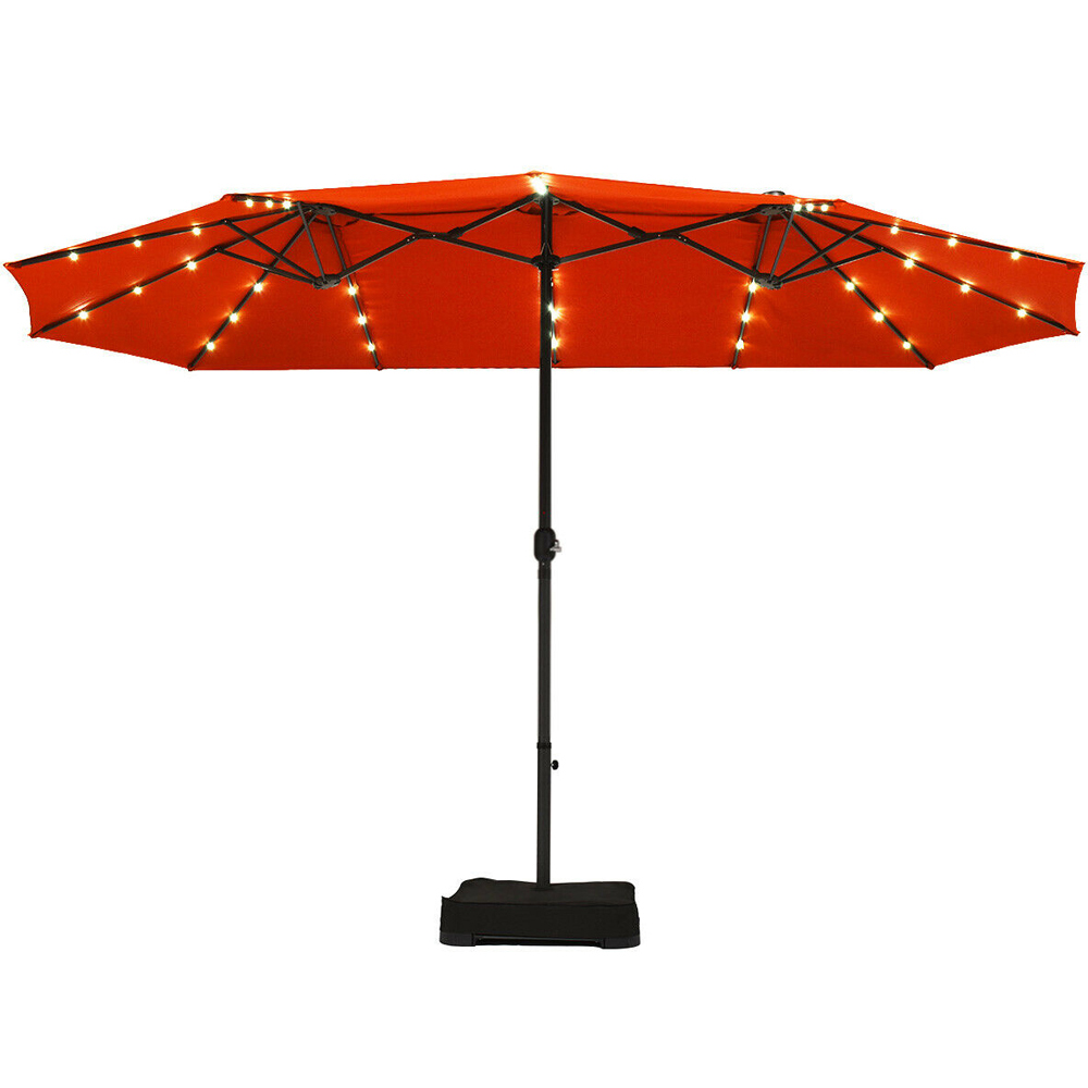 Costway Orange 36 LED Double Sided Crank Parasol 4.6m Image 1