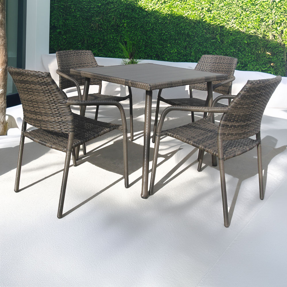 Furniture One 4 Seater Rattan Stackable Garden Dining Set Image 1