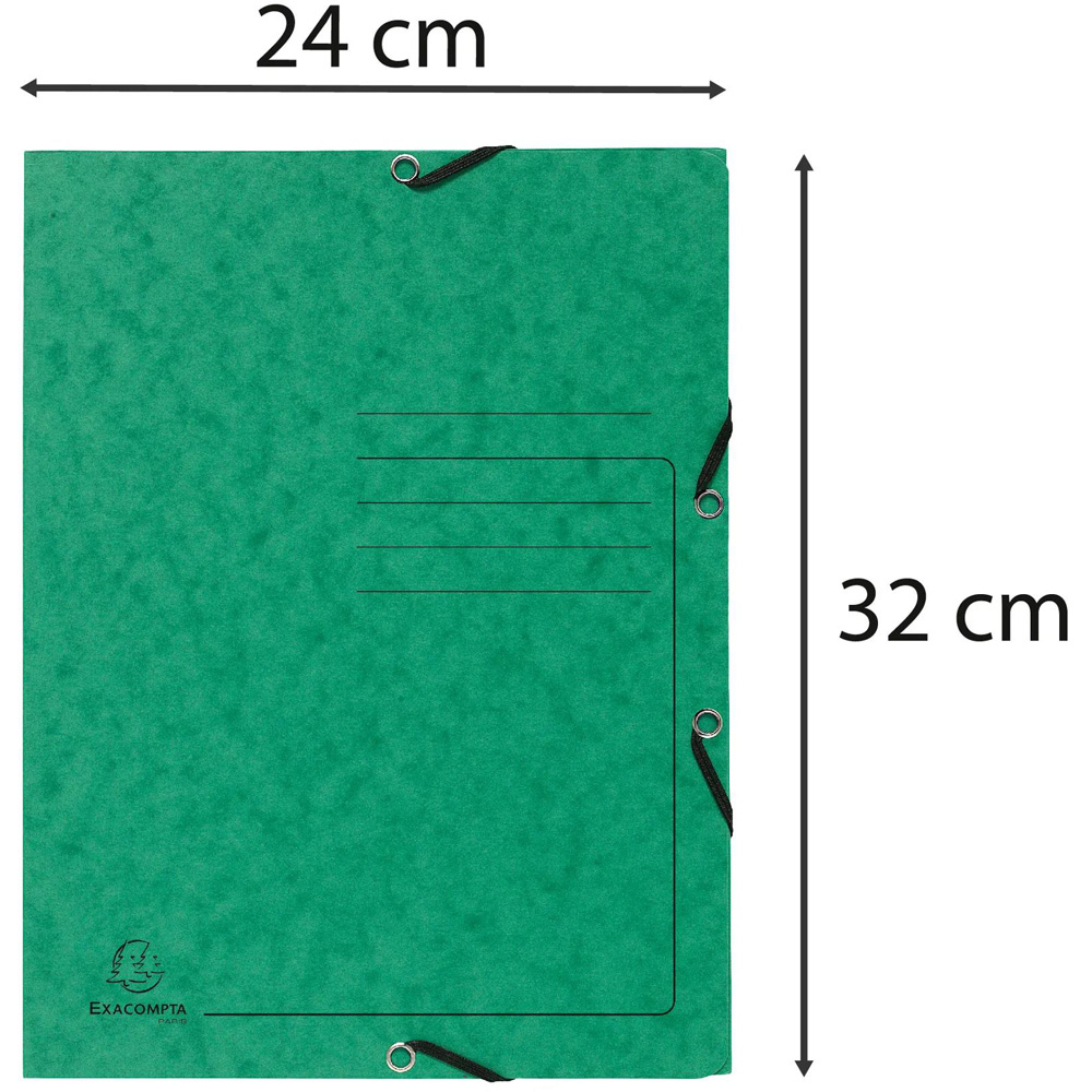 Exacompta A4 355gsm Green Elastic 3 Flap Folder 25 Pack Image 4