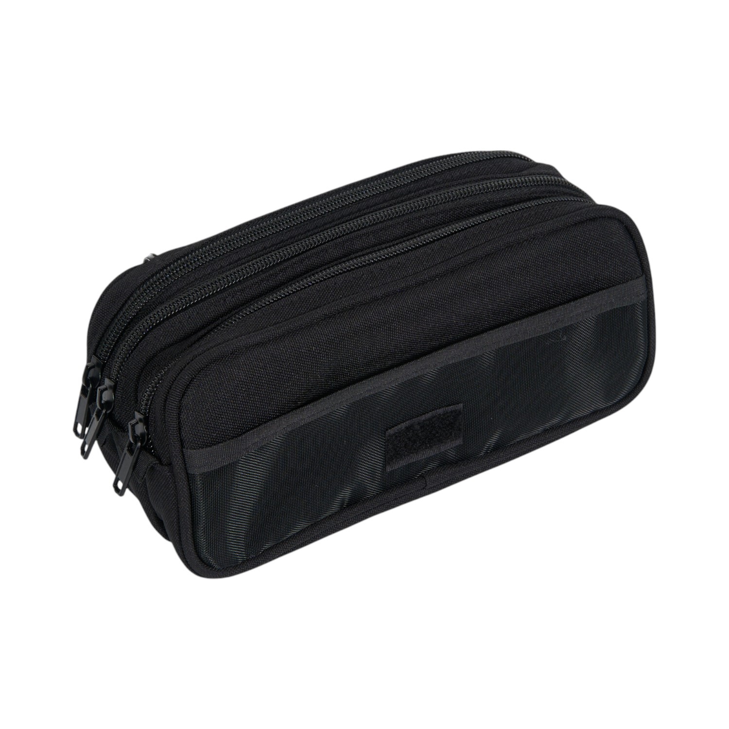 3 Compartment Pencil Case - Black Image 4