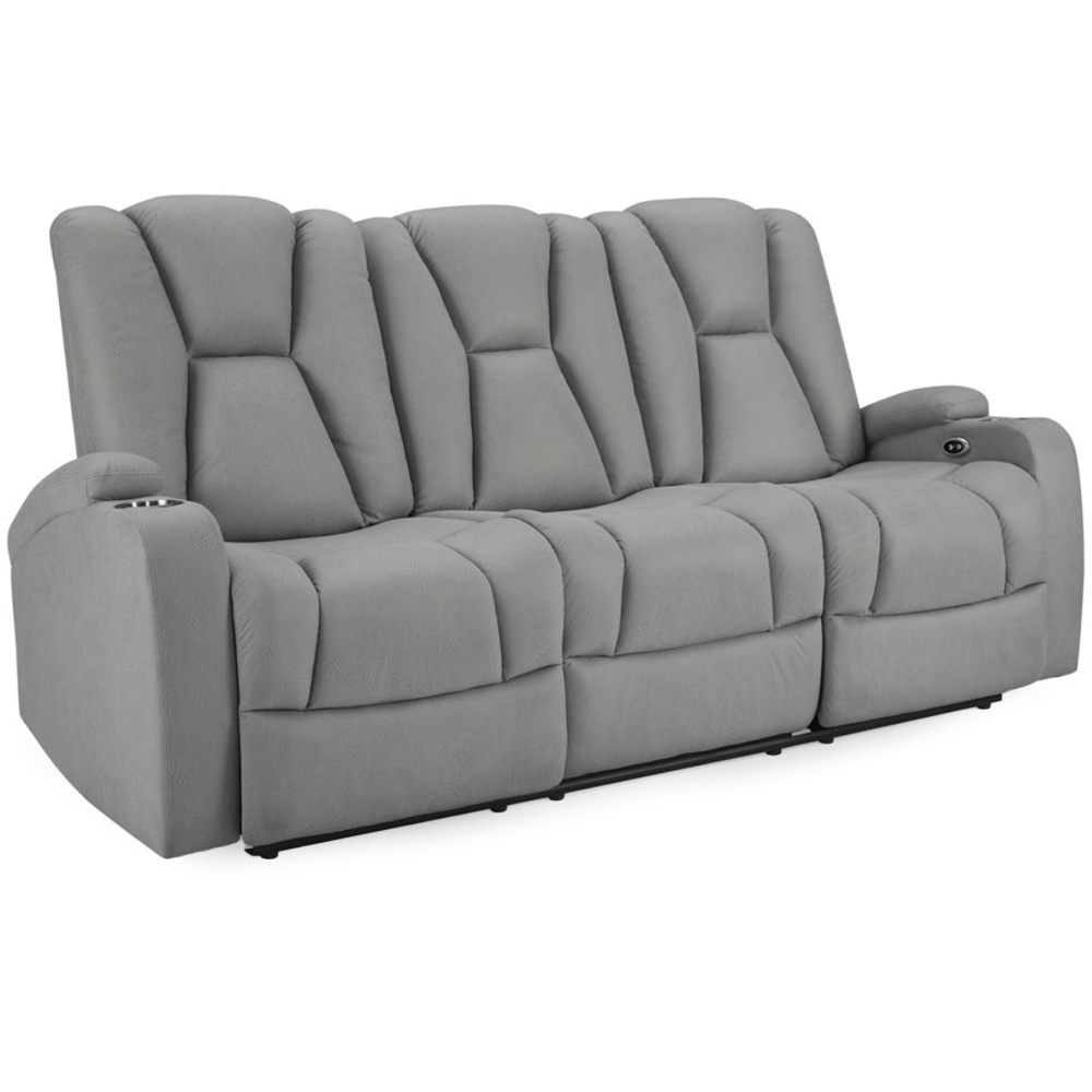 Home Detail Hannah 3 Seater Dark Grey Air Leather Electric Recliner Sofa Image 2