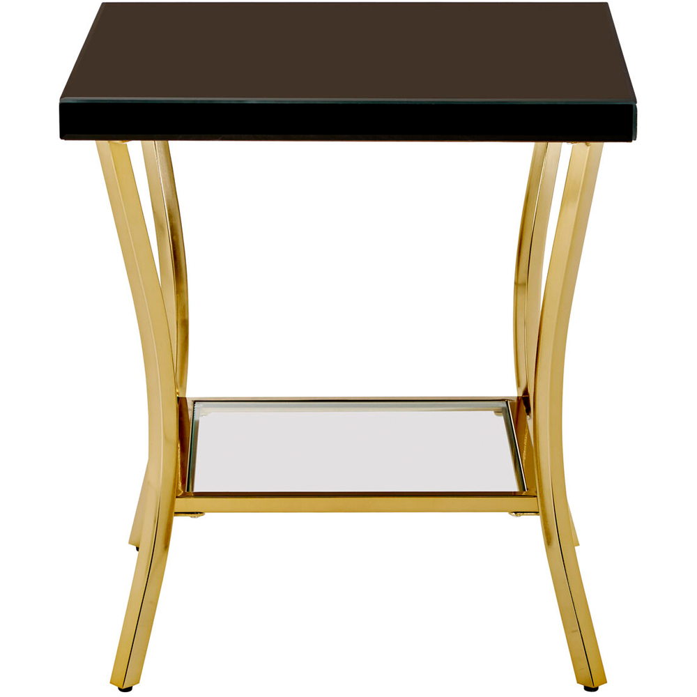 Premier Housewares Kensington Townhouse Single Shelf Black Mirror Side Table with Gold Legs Image 3