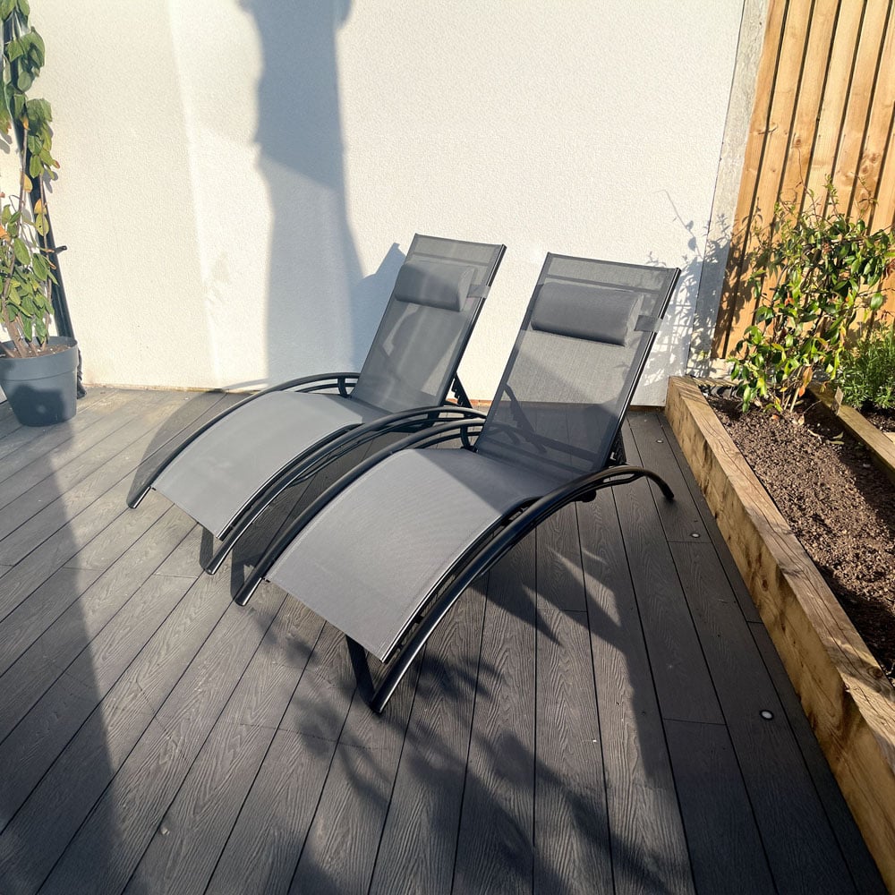 Outdoor Living Bali Set of 2 Grey Sun Loungers Image 6
