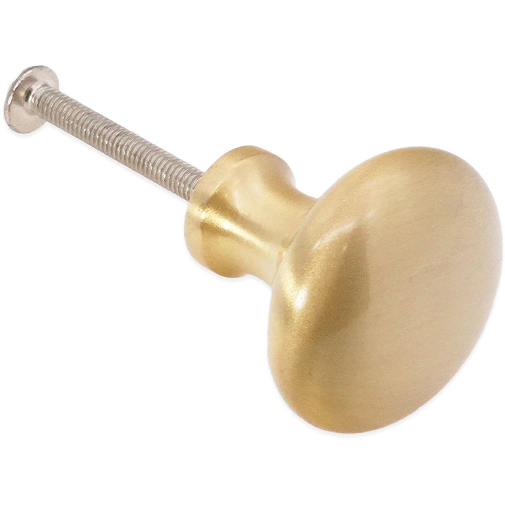 Spira Brass Mushroom Satin Brass Medium 32mm Cupboard Knob Image 3