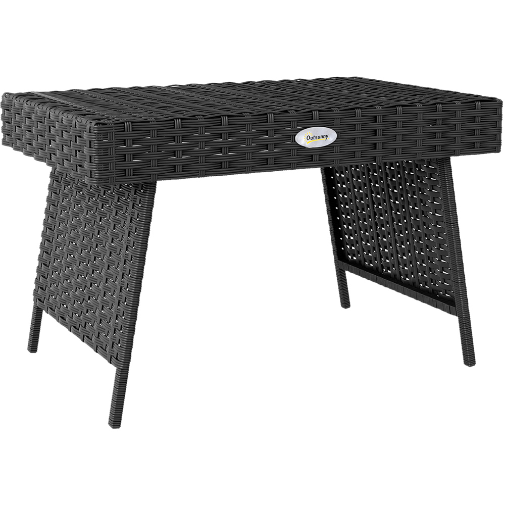 Outsunny Black Rattan Steel Frame Foldable Outdoor Coffee Table Image 2