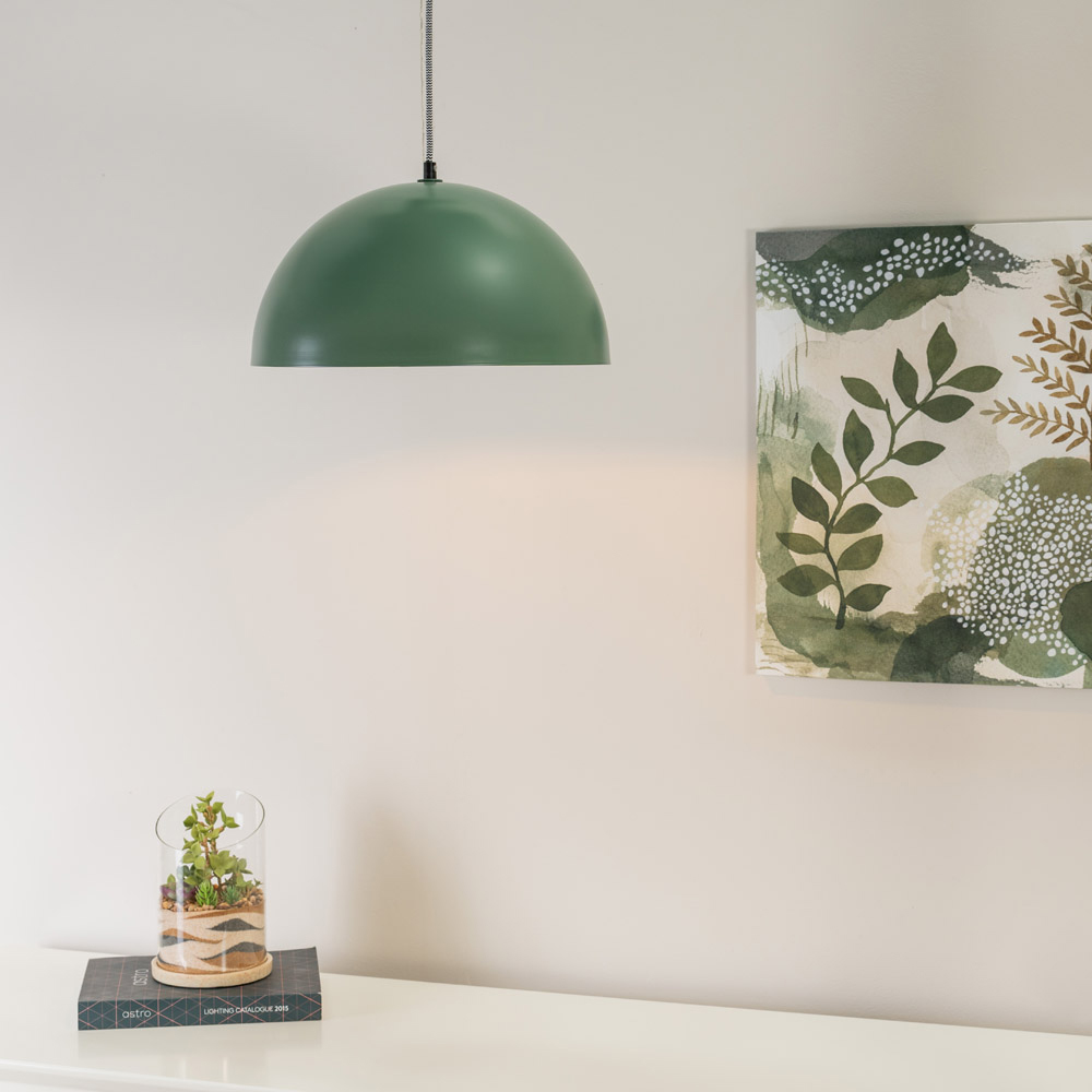 ValueLights Stassi Forest Green Mushroom Dome LED Pendant Ceiling Light Image 2