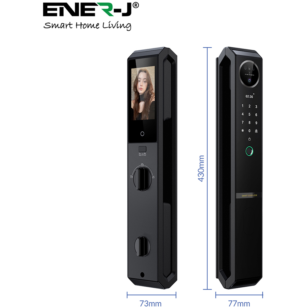 ENER-J 7-in-1 Black Aluminium Alloy Smart Door Lock Image 8