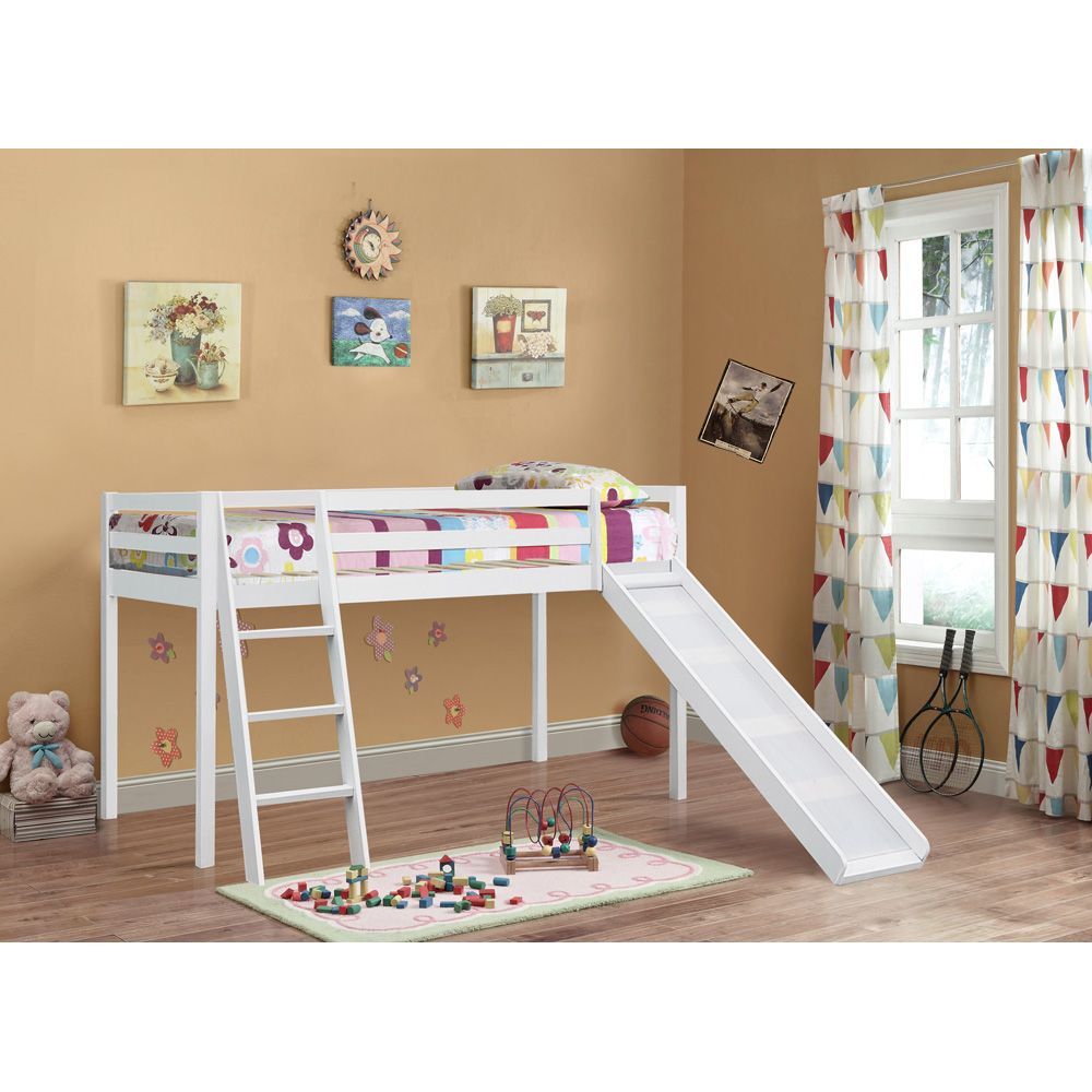 Brooklyn Single White Mid Sleeper Bed with Slide Image 3