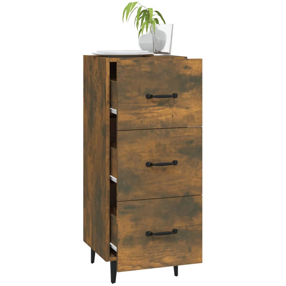 vidaXL 3 Drawer Smoked Oak Sideboard Image 3