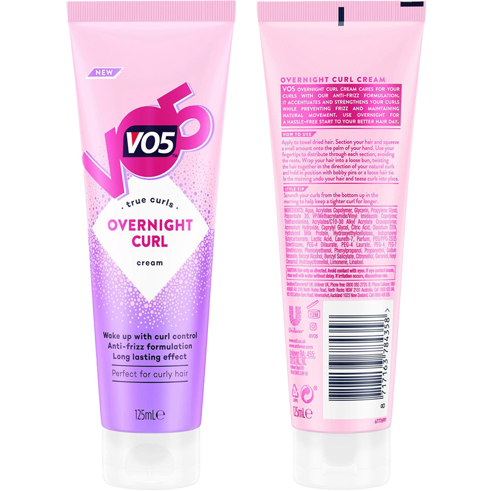 VO5 Overnight Curl Anti-Frizz Defining Hair Cream 125ml 6 Pack Image 4
