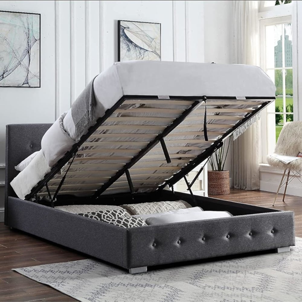 Home Treats Double Dark Grey Ottoman Bed Image 8