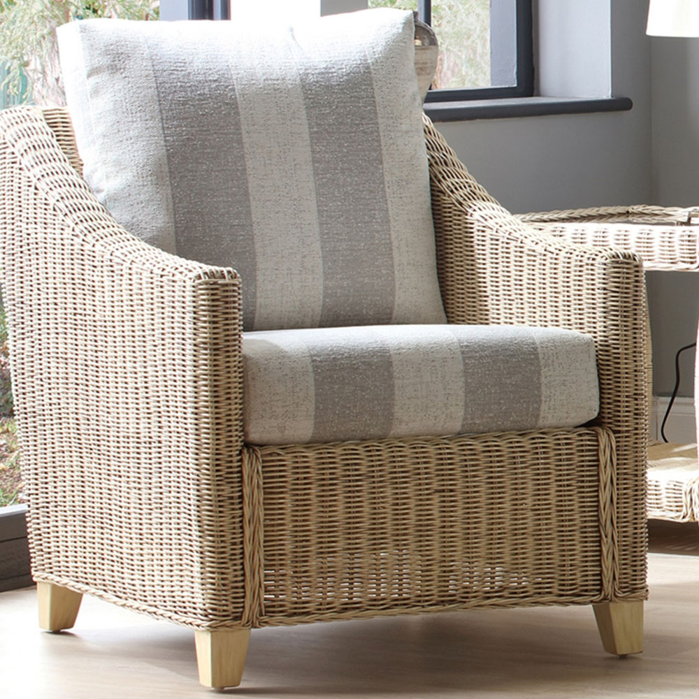 Desser Furniture Dijon Natural Rattan Atena Stripe Armchair Image 1