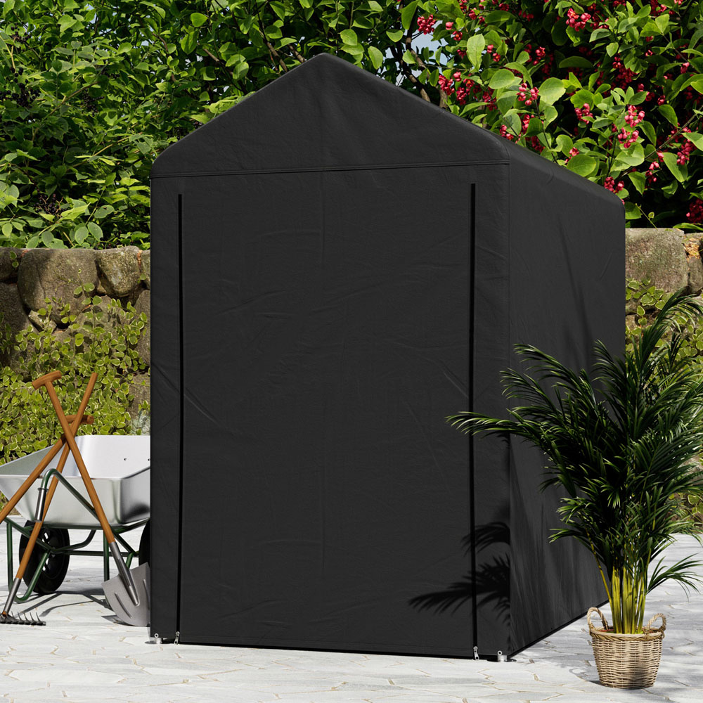 Living and Home 4 x 6ft Black Outdoor PE Bicycle Shelter Storage Shed Image 7