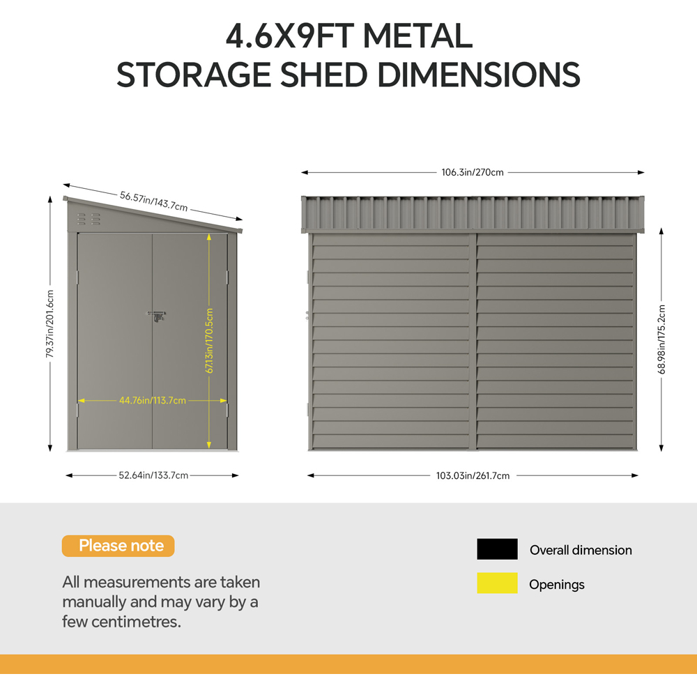 Living and Home 4.6 x 9ft Metal Pent Garden Storage Shed Image 8