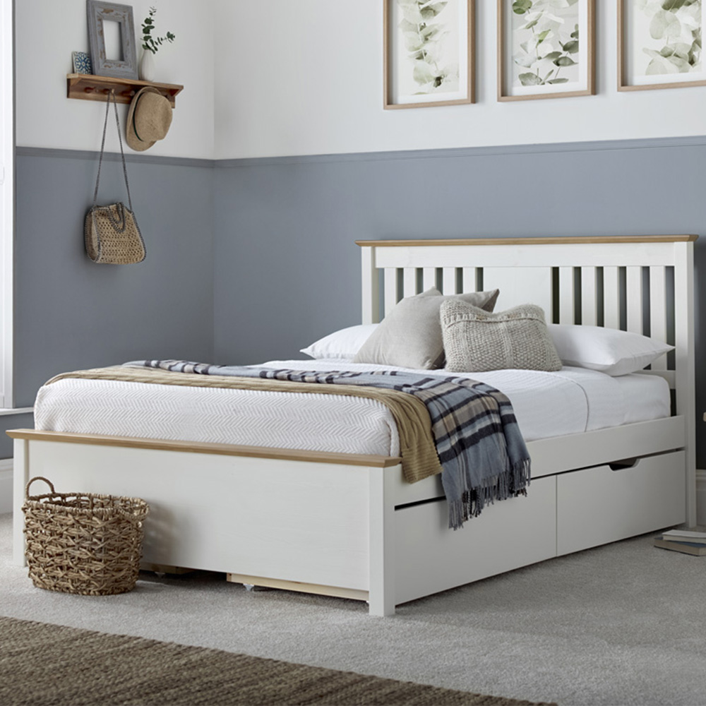 Chester Double Stone White and Oak Bed Frame Image 1
