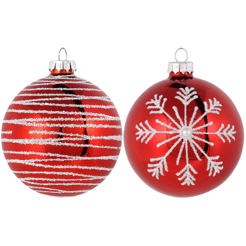 Shiny Red and White Glitter Bauble - Red Image 1