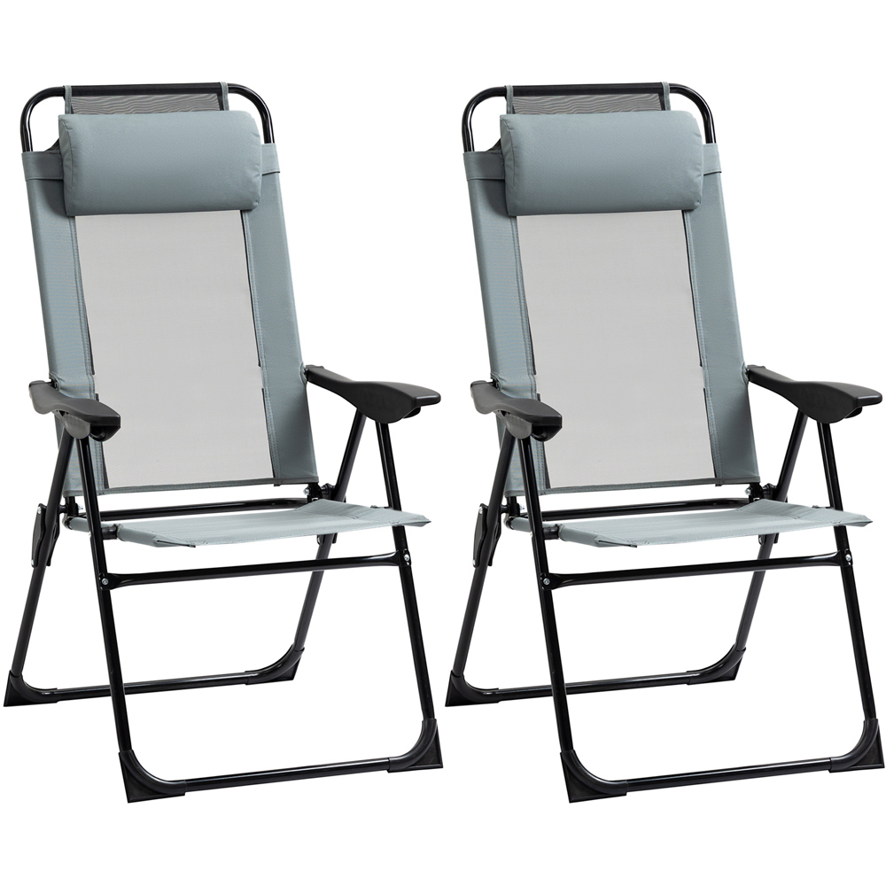 Outsunny Set of 2 Grey Foldable Sun Lounger Image 2