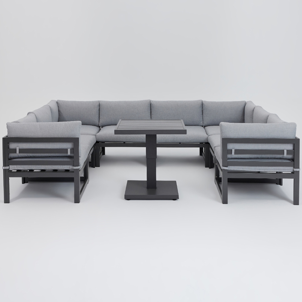 Home Detail Faro 8 Seater Dark Grey U Shape Garden Sofa Set with Rising Table Image 3