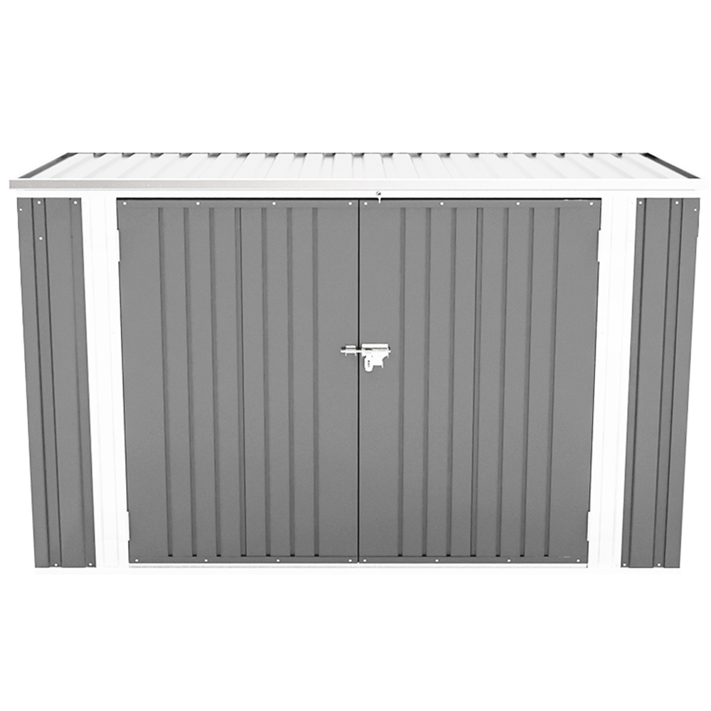 Living and Home 3.5 x 7ft Grey Steel Bicycle Storage Shed Image 3