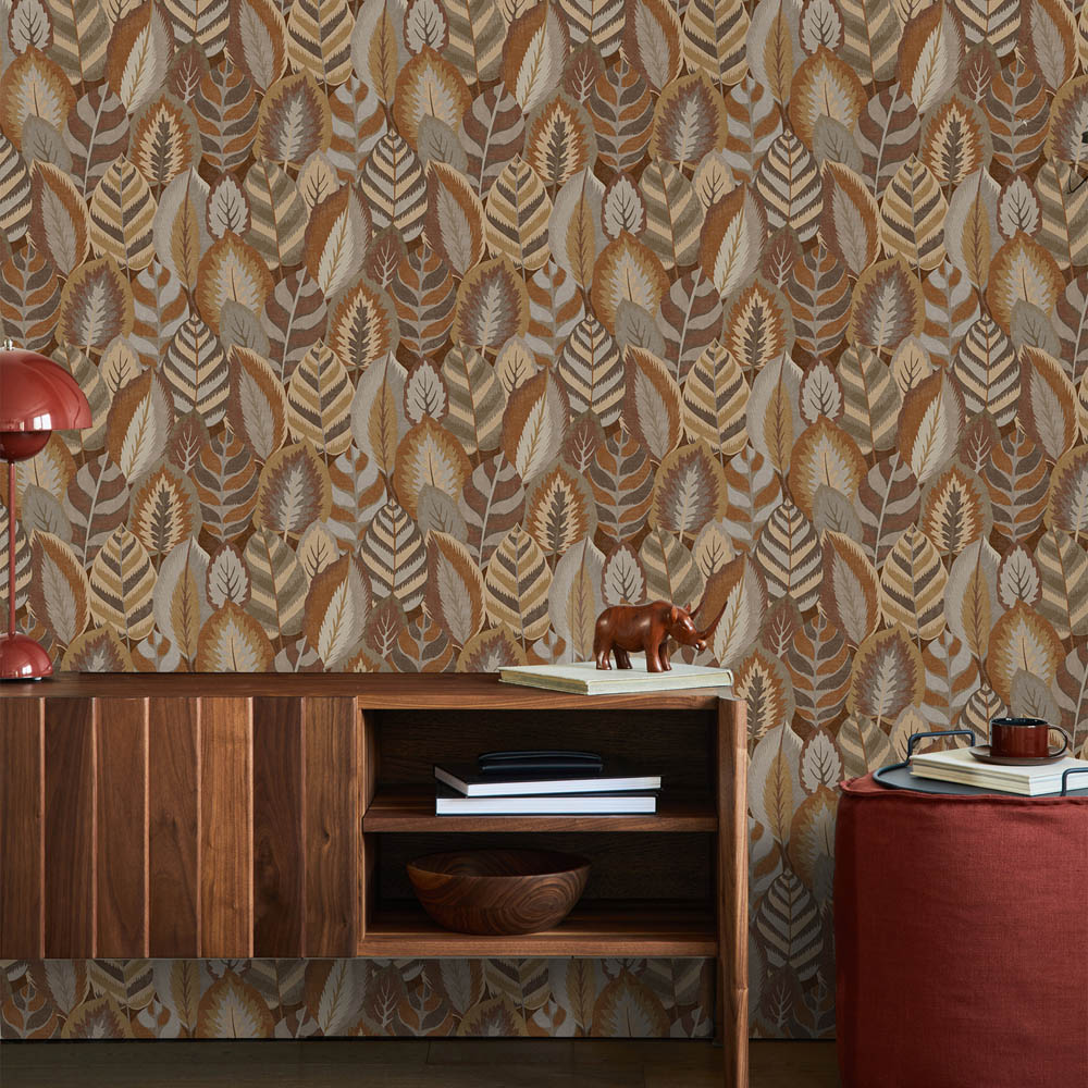 Sublime Arty Leaves Brown Wallpaper Image 3