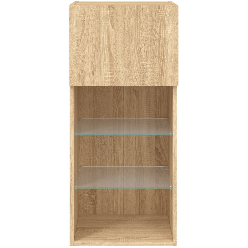 vidaXL Single Door 3 Shelf Sonoma Oak Wall Mounted LED TV Cabinet Image 9