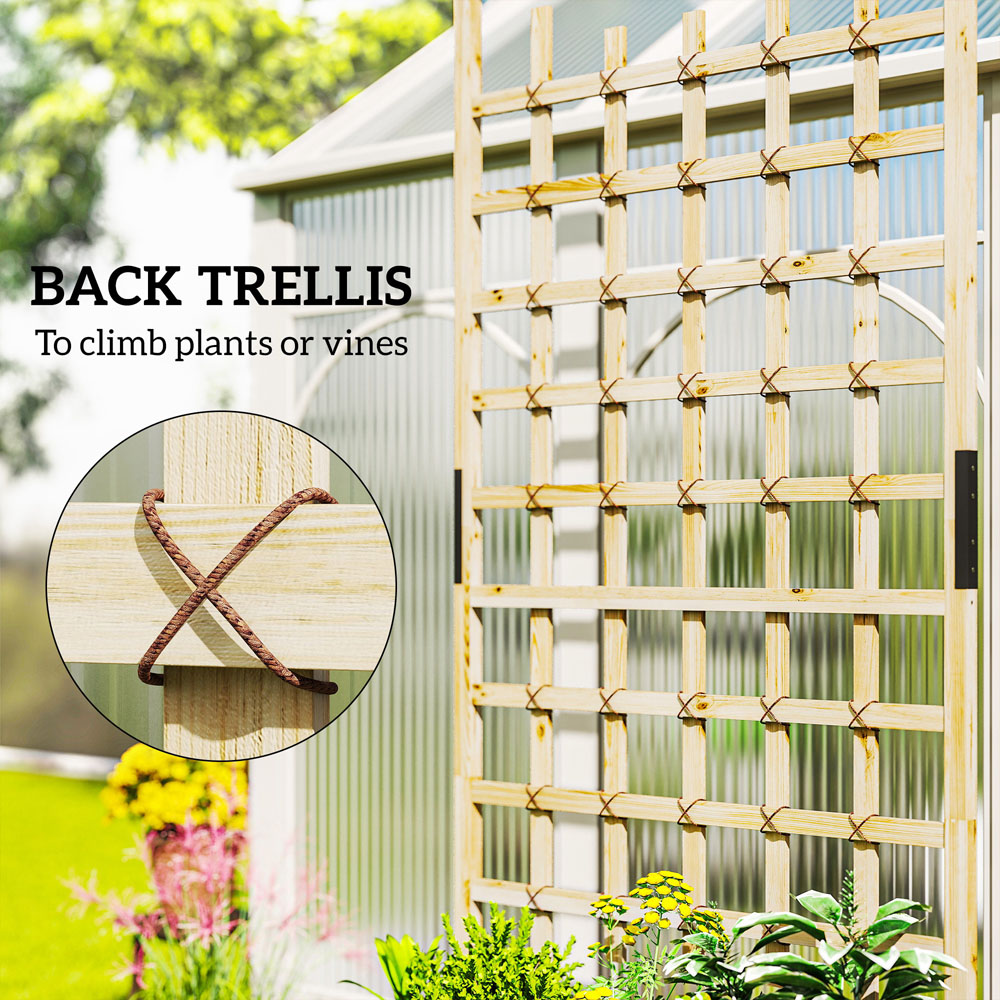 Outsunny Wooden Raised Garden Bed Planter with Trellis and Wheels 186 x 35 x 82.5cm Image 4