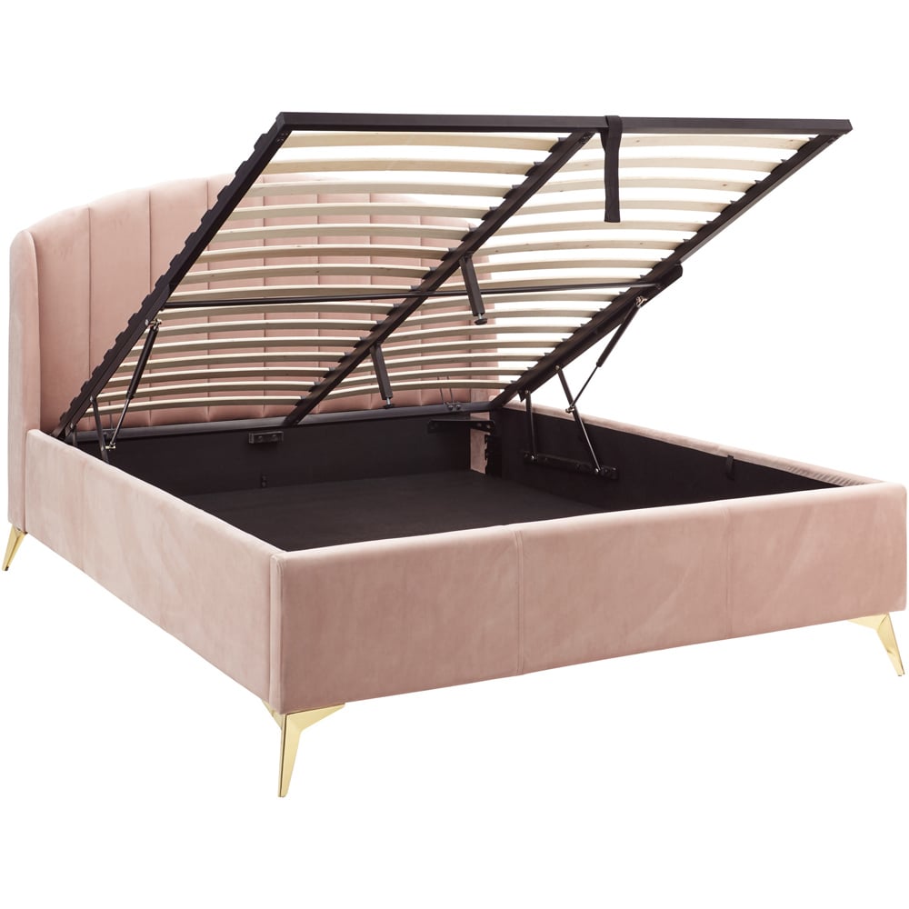 GFW Pettine Double Blush Pink End Lift Ottoman Bed Image 5