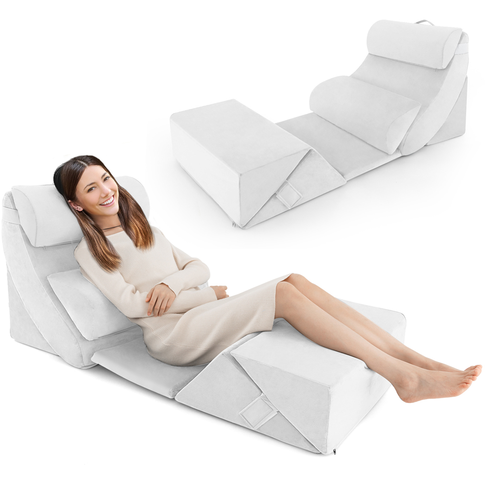 Costway White Adjustable Memory Foam Support Pillow Set 7 Piece Image 3