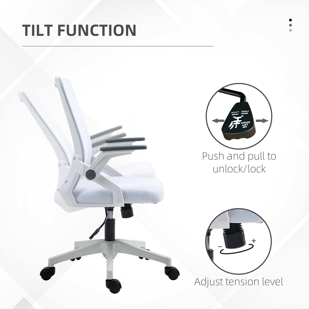 Portland White Mesh Office Chair with Lumbar Support and Wheels Image 7
