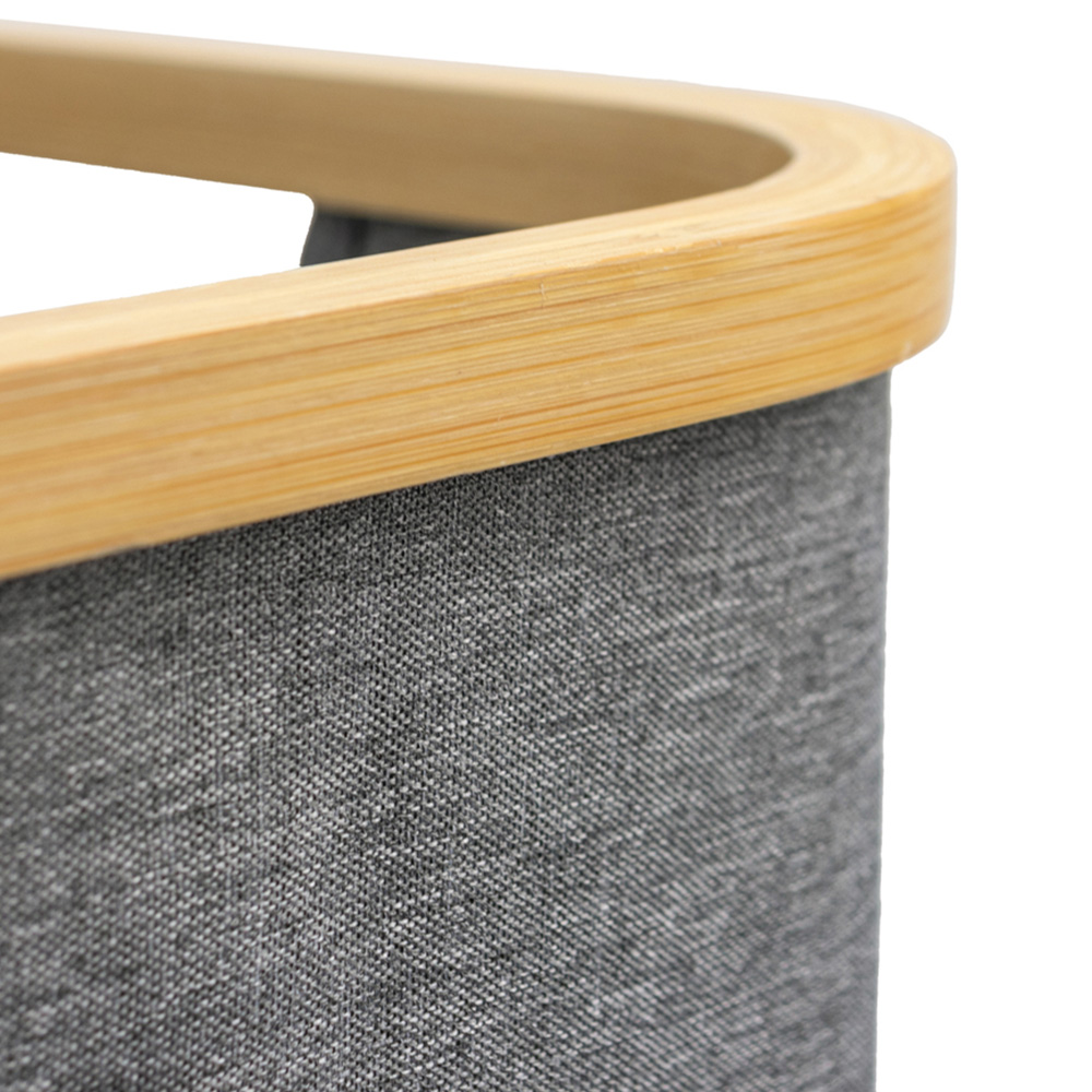 JVL Bambanio Grey Bamboo Foldable Laundry Hamper 66L Image 3