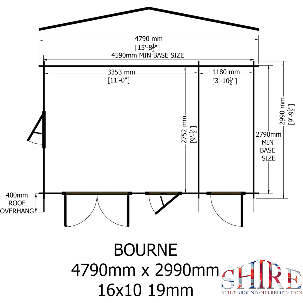 Shire Bourne 16 x 10ft Apex Garden Log Cabin Image 8