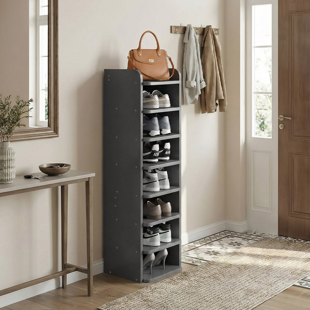 Living and Home 8 Shelf Black Shoe Rack with Raised Guardrail Image 7